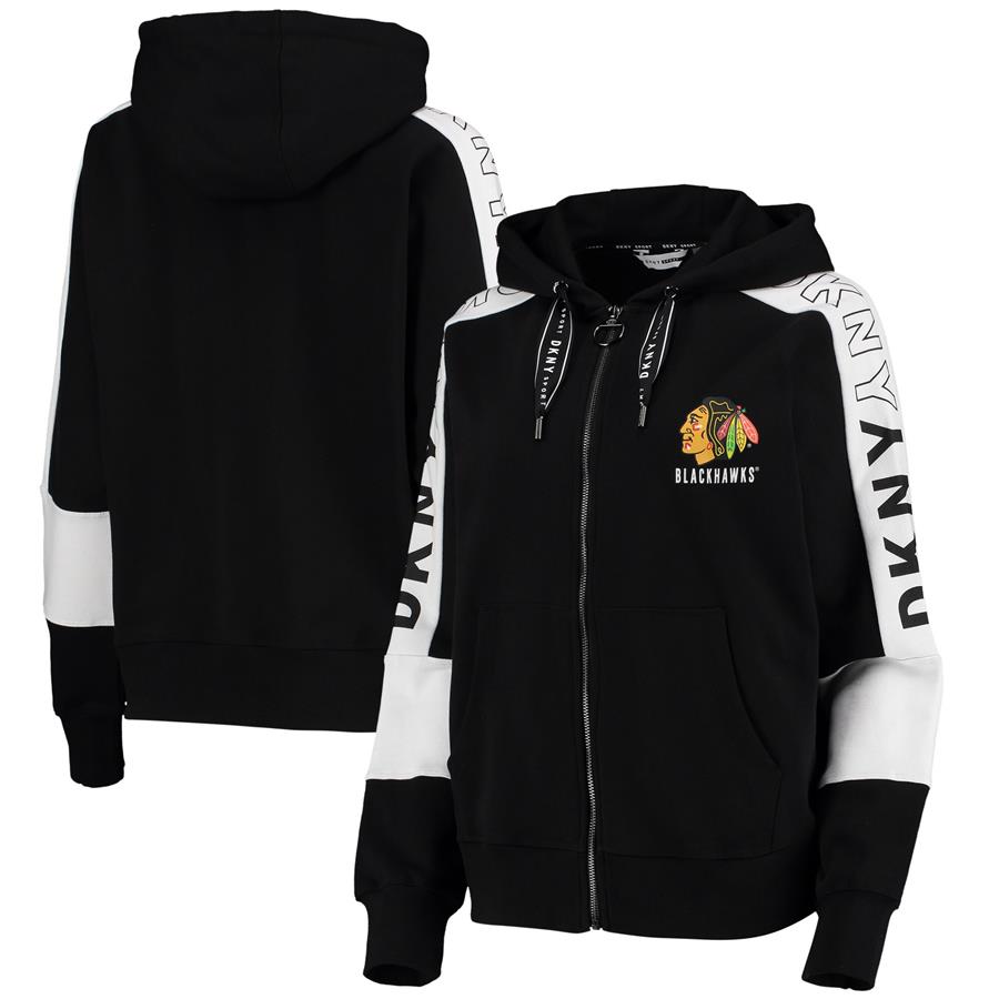 Chicago Blackhawks DKNY Sport Women's Allison Full-Zip Hoodie Jacket - Black