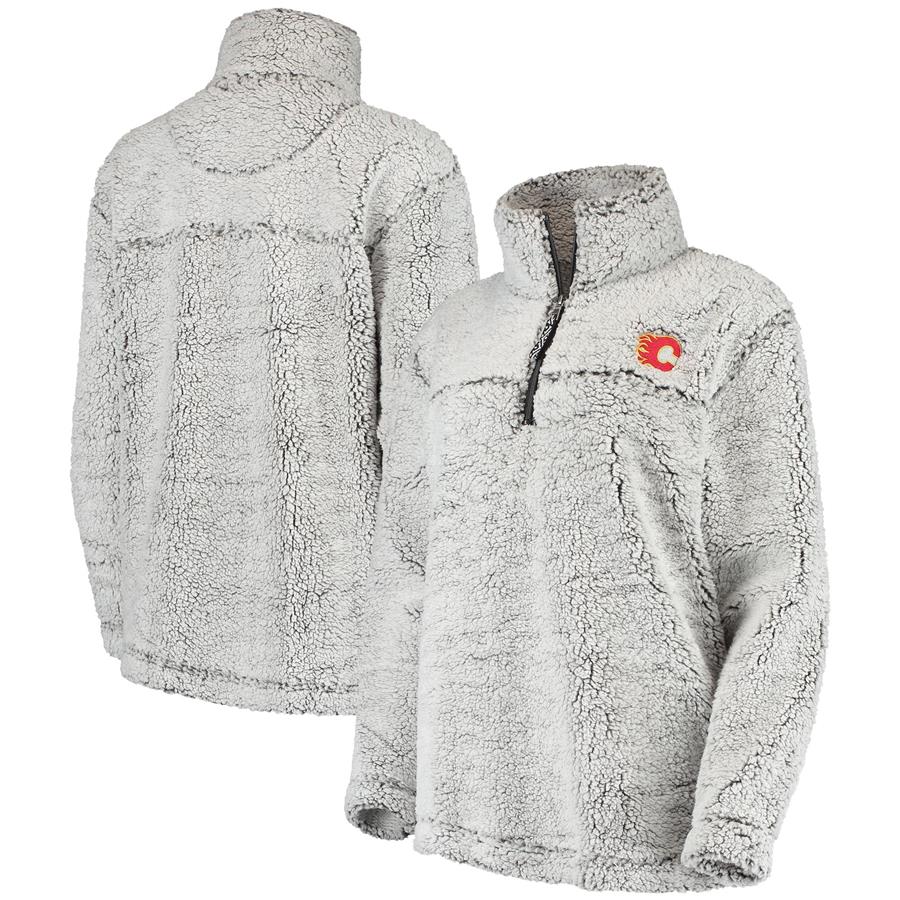 Calgary Flames G-III 4Her by Carl Banks Women's Sherpa Quarter-Zip Jacket - Gray