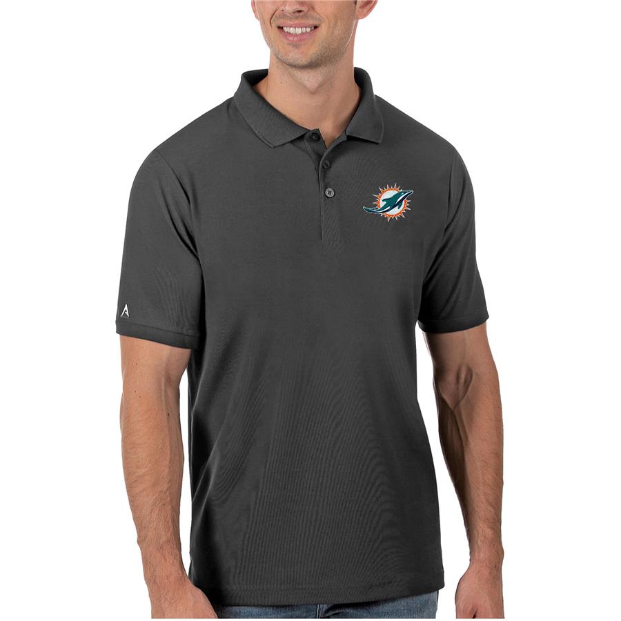 Miami Dolphins Antigua Legacy Pique Polo - Charcoal