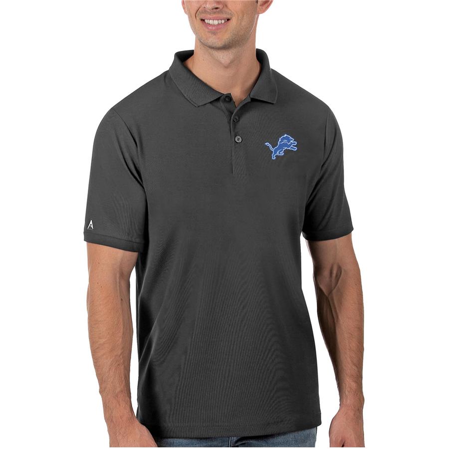 Detroit Lions Antigua Legacy Pique Polo - Charcoal