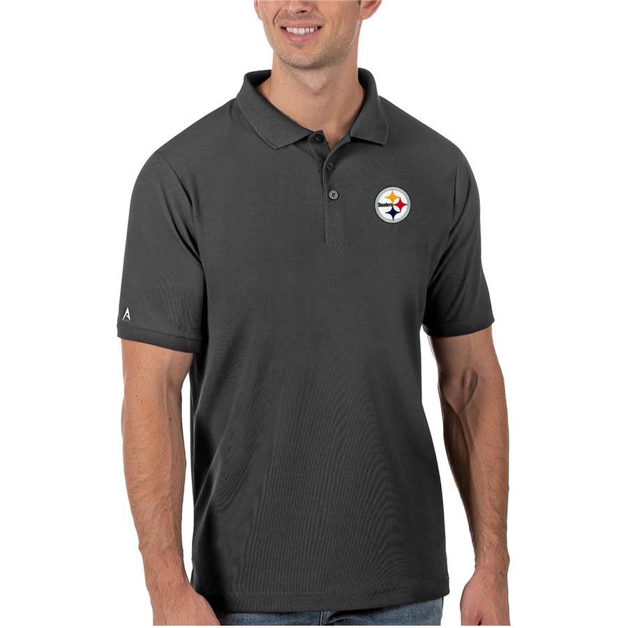 Pittsburgh Steelers Antigua Legacy Pique Polo - Charcoal