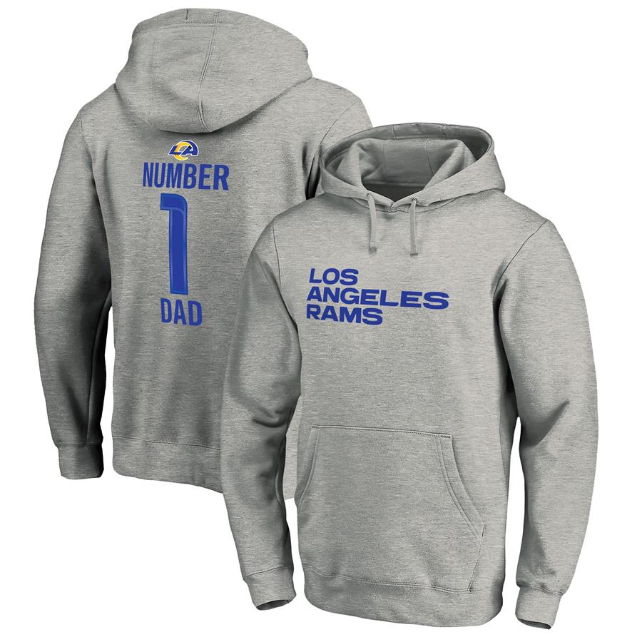 Los Angeles Rams NFL Pro Line by Fanatics Branded #1 Dad Pullover Hoodie - Heathered Gray