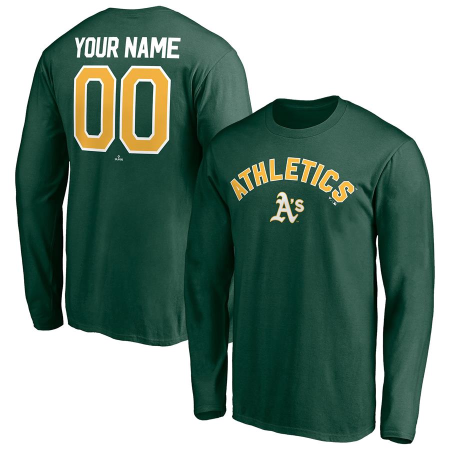 Oakland Athletics Fanatics Branded Personalized Winning Streak Name & Number Long Sleeve T-Shirt - Green