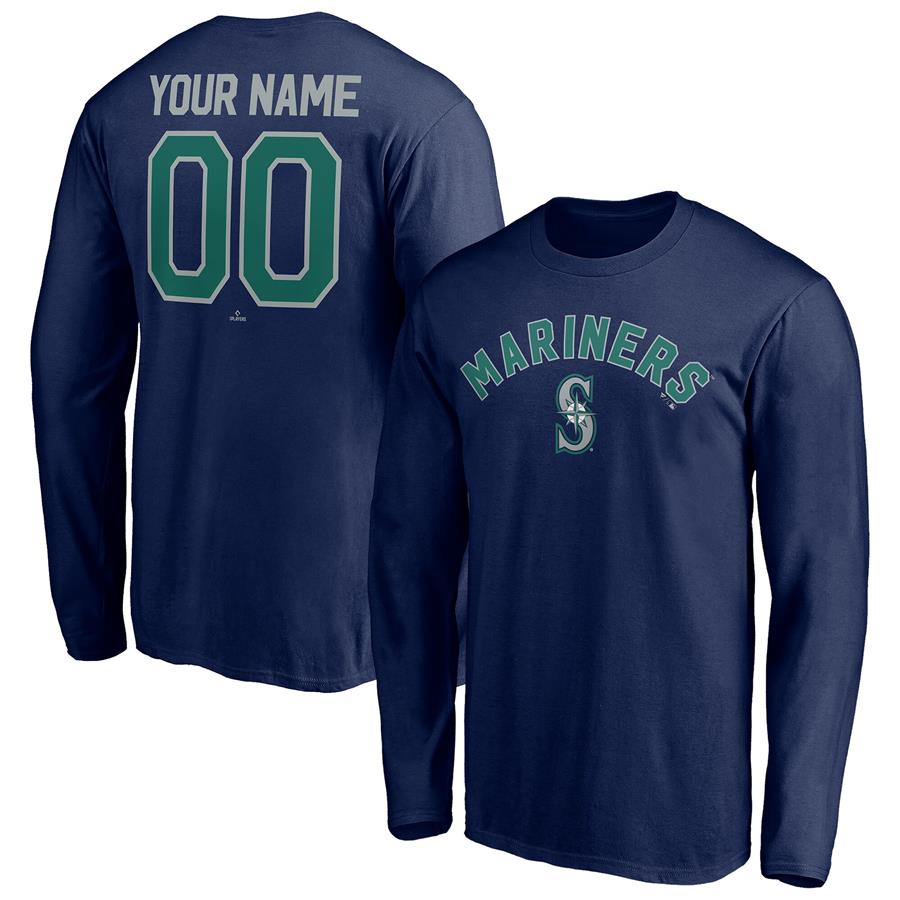 Seattle Mariners Fanatics Branded Personalized Winning Streak Name & Number Long Sleeve T-Shirt - Navy