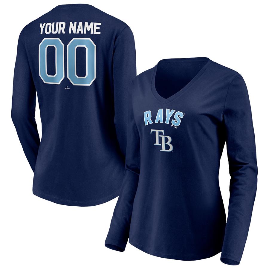 Женский лонгслив с V-вырезом Tampa Bay Rays Fanatics Branded Personalized Winning Streak Name & Number (тёмно-синий)