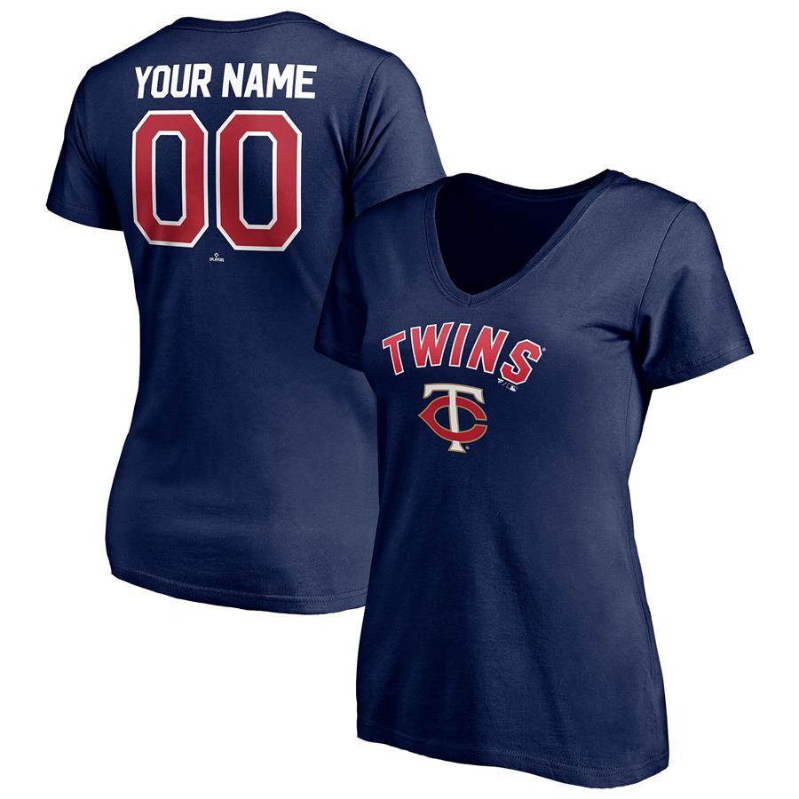 Женская футболка с V-вырезом Minnesota Twins Fanatics Branded Personalized Winning Streak Name & Number (тёмно-синий)