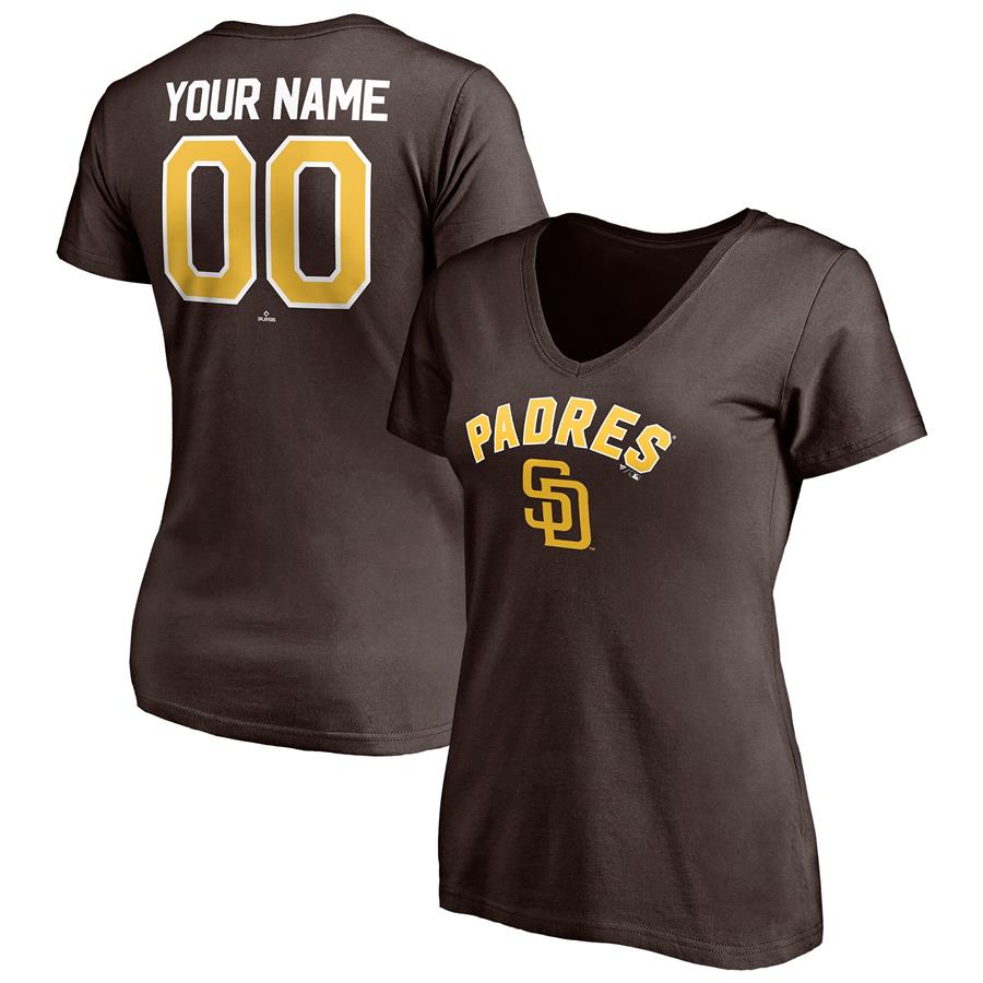 San Diego Padres Fanatics Branded Women's Personalized Winning Streak Name & Number V-Neck T-Shirt - Brown