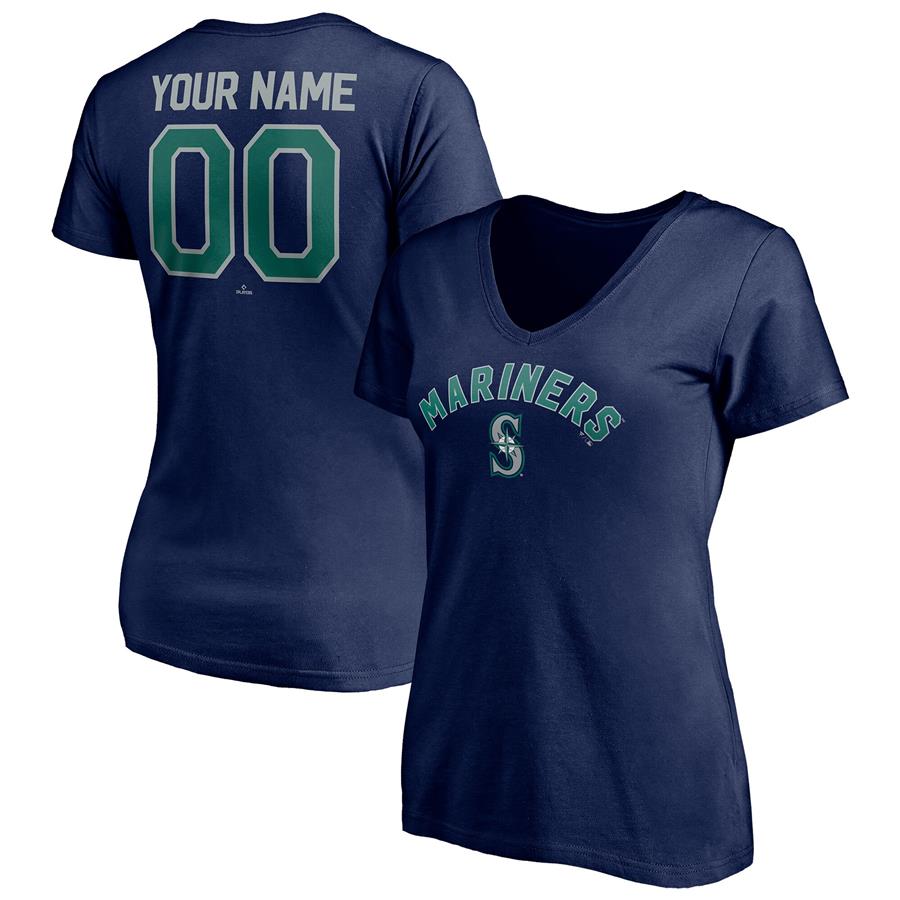 Seattle Mariners Fanatics Branded Women's Personalized Winning Streak Name & Number V-Neck T-Shirt - Navy