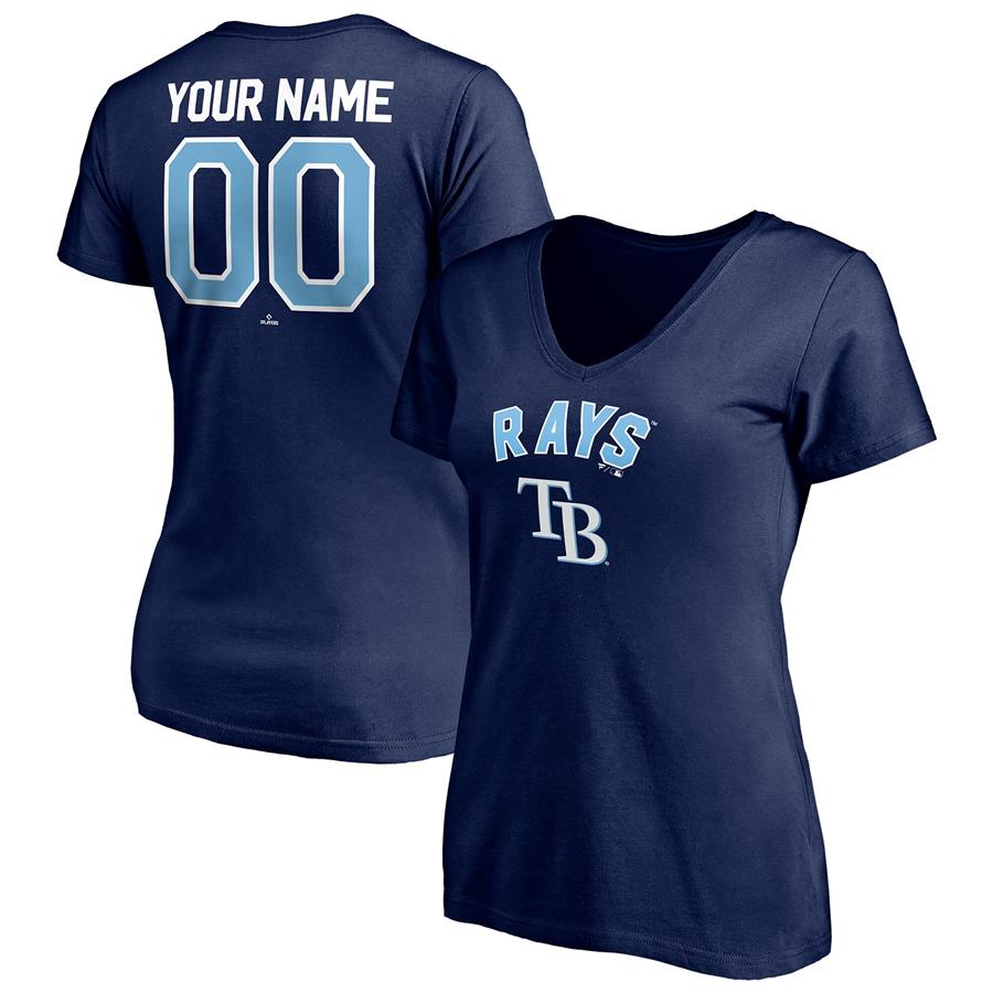 Женская футболка с V-вырезом Tampa Bay Rays Fanatics Branded Personalized Winning Streak Name & Number (тёмно-синий)