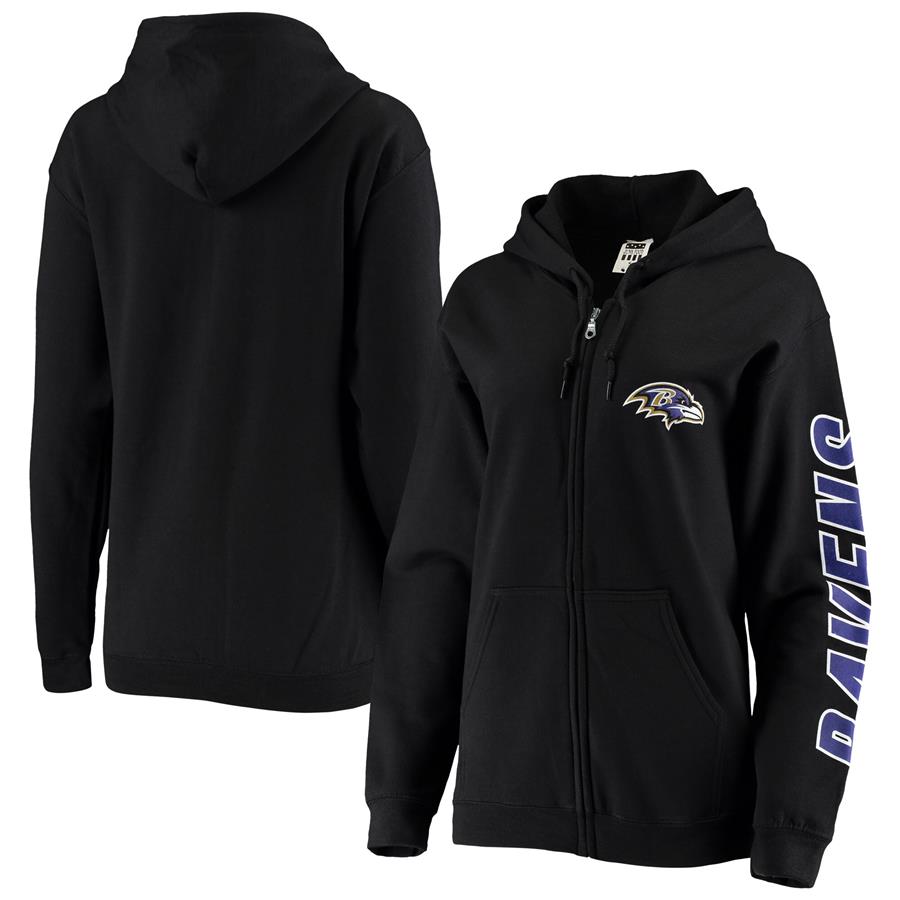 Baltimore Ravens Junk Food Women's Fleece Full-Zip Hoodie - Black