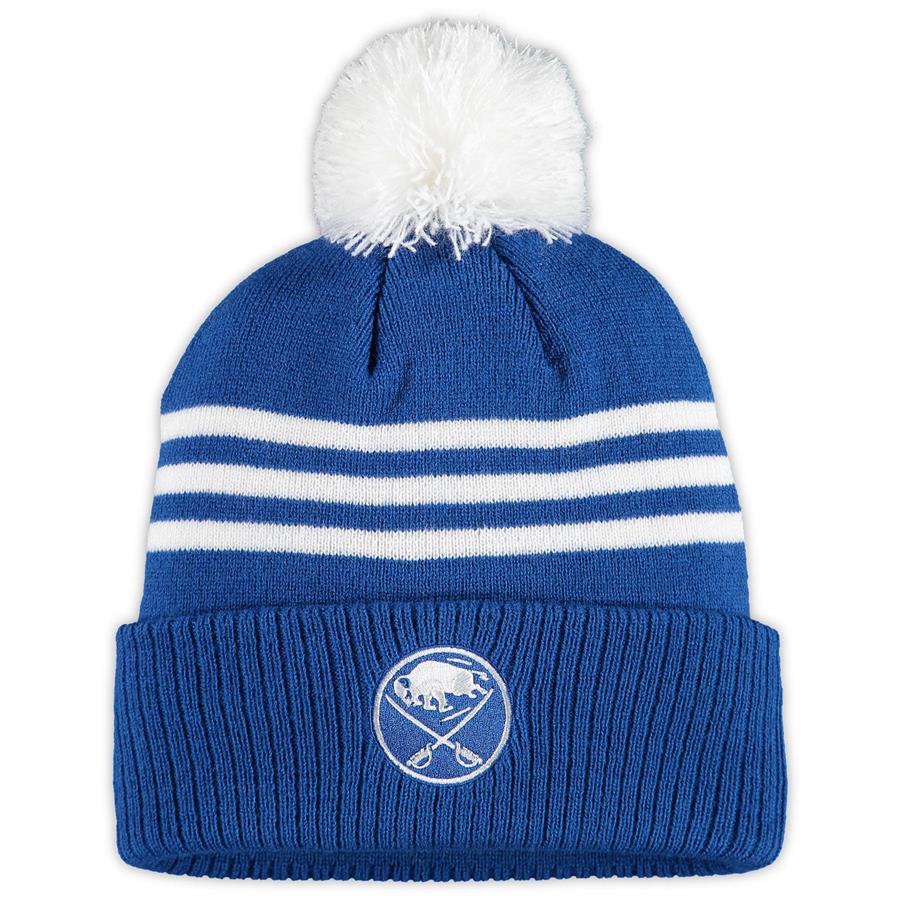 Buffalo Sabres adidas Three-Stripe Cuffed Knit Hat with Pom - Royal