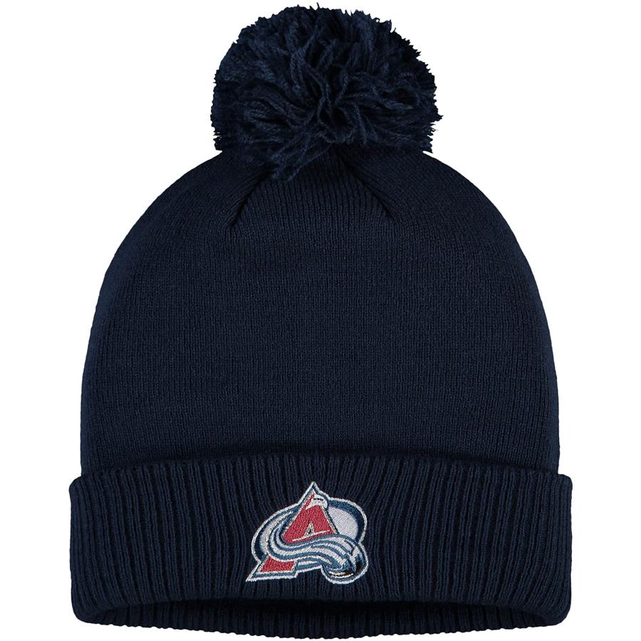 Colorado Avalanche adidas Primary Logo Cuffed Knit Hat with Pom - Navy