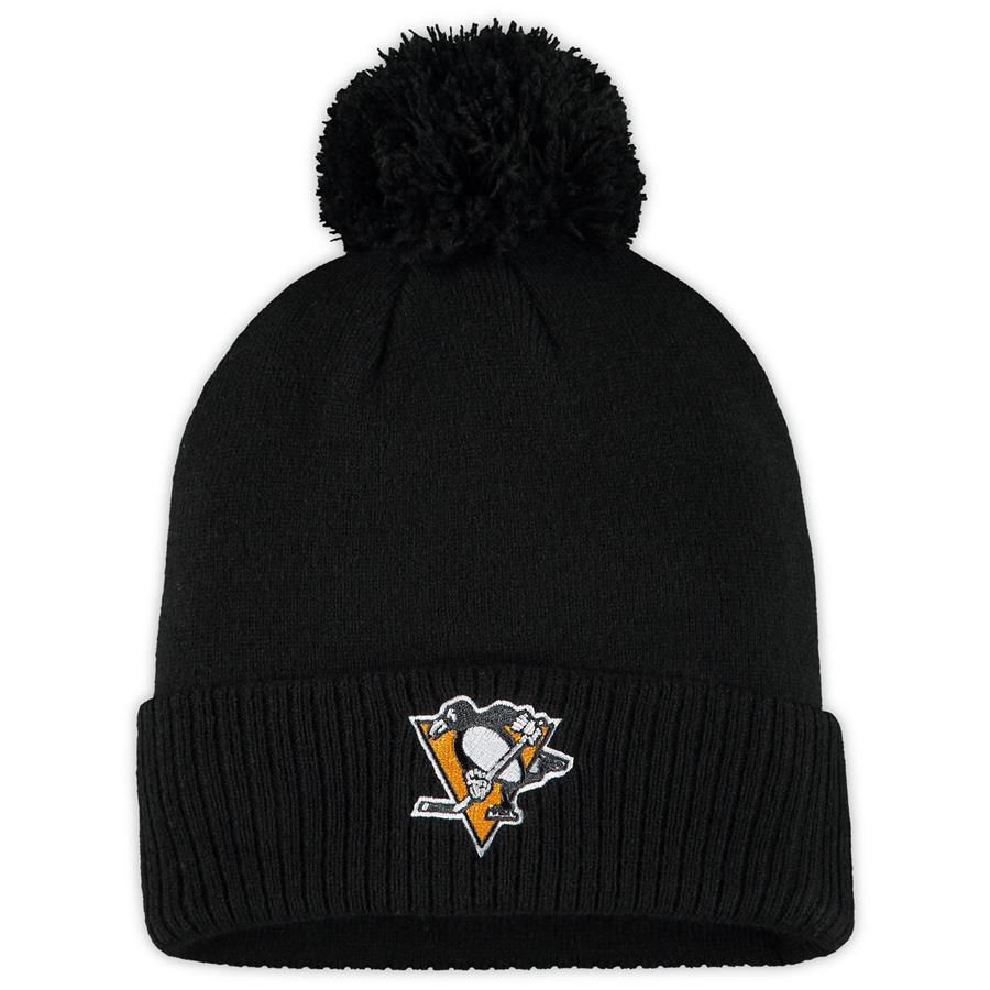 Pittsburgh Penguins adidas Primary Logo Cuffed Knit Hat with Pom - Black