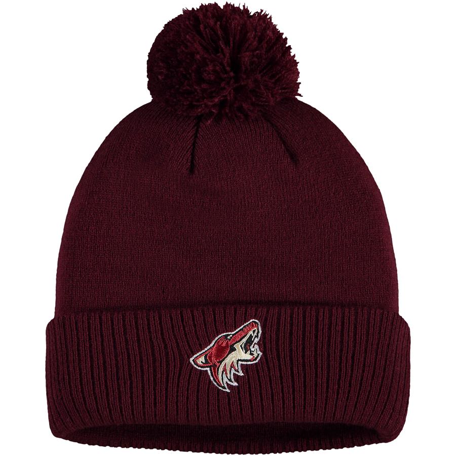 Arizona Coyotes adidas Primary Logo Cuffed Knit Hat with Pom - Garnet