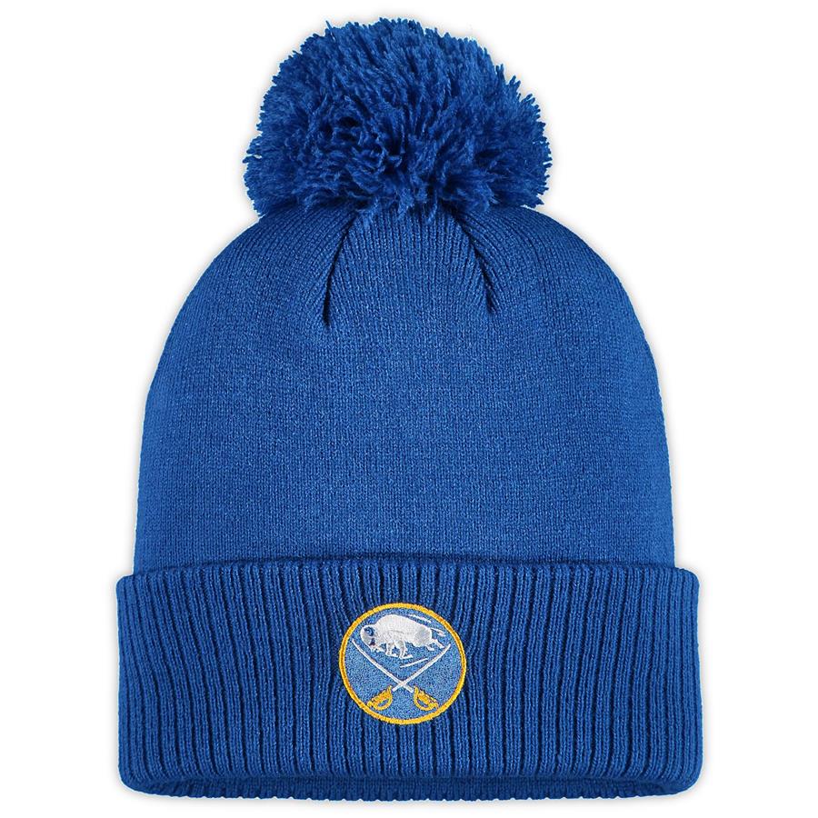 Buffalo Sabres adidas Primary Logo Cuffed Knit Hat with Pom - Royal