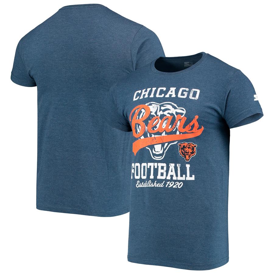 Chicago Bears Starter Blitz T-Shirt - Heathered Navy
