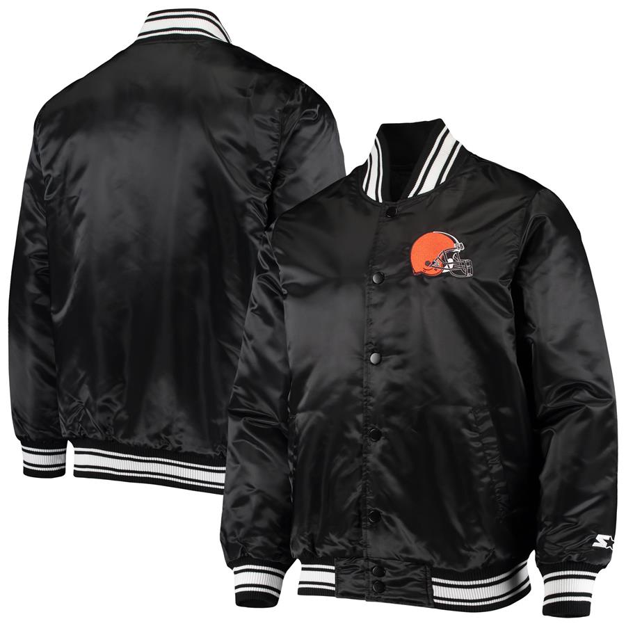 Cleveland Browns Starter Locker Room Satin Varsity Full-Snap Jacket - Black