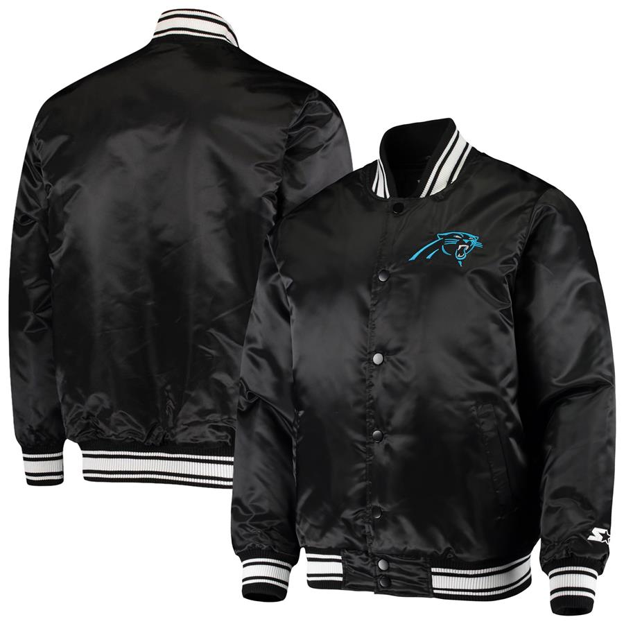 Carolina Panthers Starter Locker Room Satin Varsity Full-Snap Jacket - Black