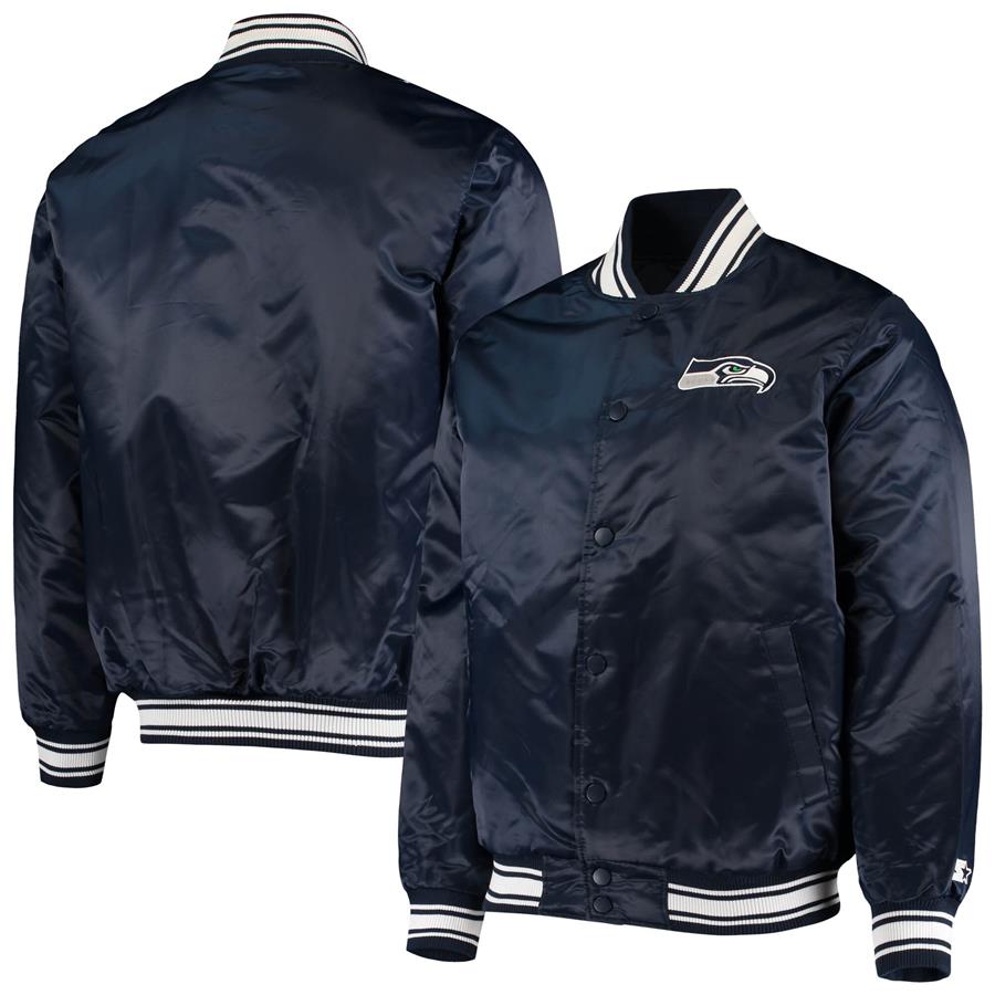 Куртка на кнопках Seattle Seahawks Starter Locker Room Satin Varsity (тёмно-синий)