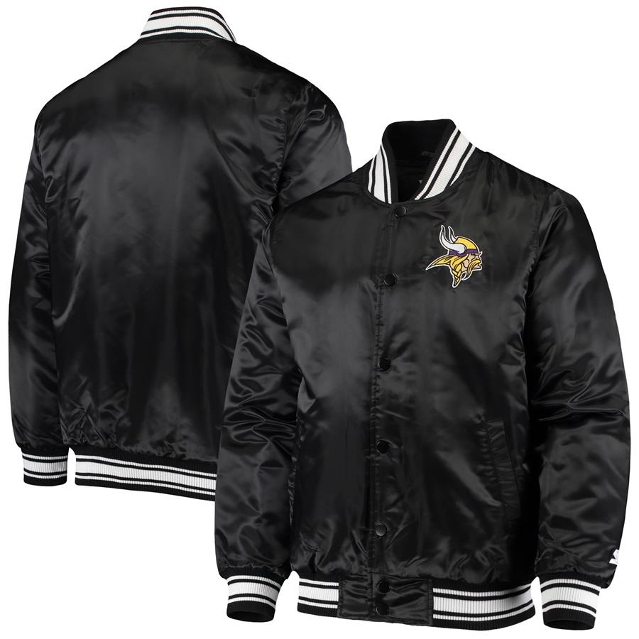 Minnesota Vikings Starter Locker Room Satin Varsity Full-Snap Jacket - Black