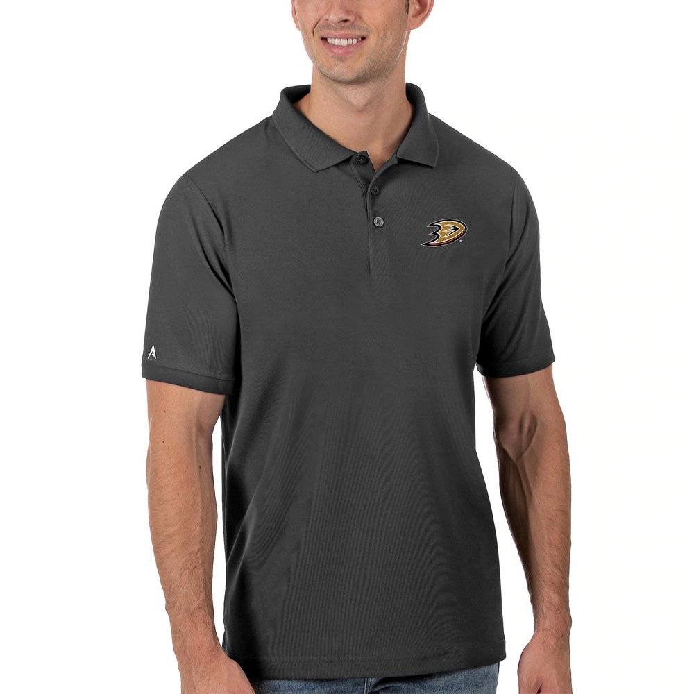 Anaheim Ducks Antigua Legacy Pique Polo - Charcoal