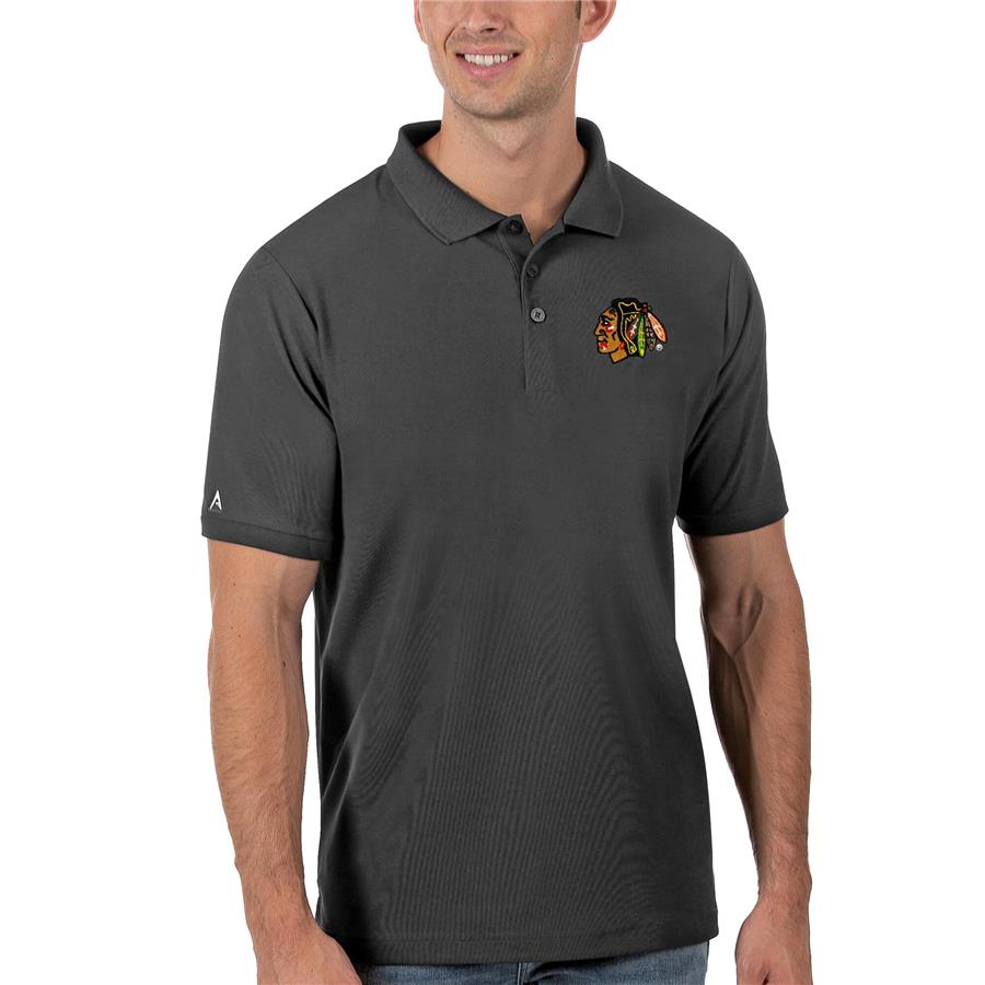 Chicago Blackhawks Antigua Legacy Pique Polo - Charcoal