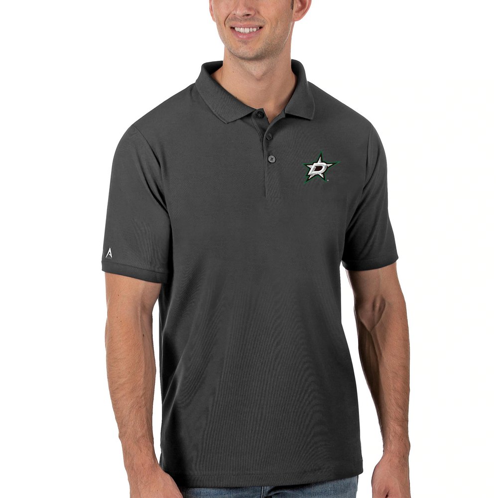 Dallas Stars Antigua Legacy Pique Polo - Charcoal
