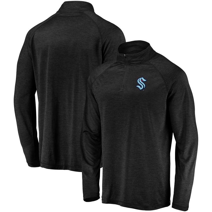 Seattle Kraken Fanatics Branded Primary Logo Quarter-Zip Pullover Fleece Jacket - Black