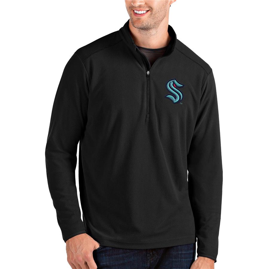 Seattle Kraken Antigua Glacier Quarter-Zip Pullover Jacket - Black