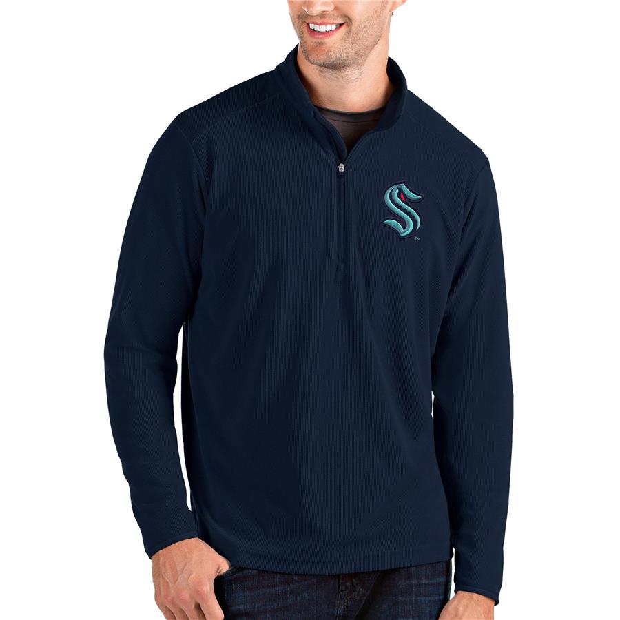 Seattle Kraken Antigua Glacier Quarter-Zip Pullover Jacket - Navy