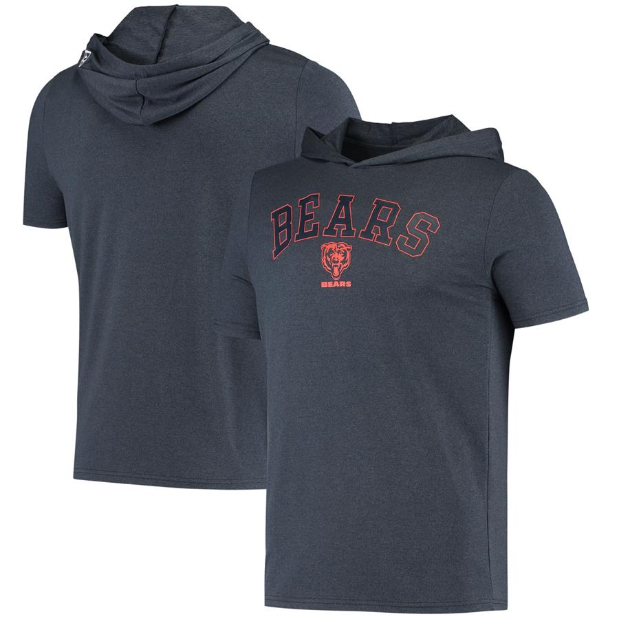 Chicago Bears New Era Brushed Hoodie T-Shirt - Heathered Navy