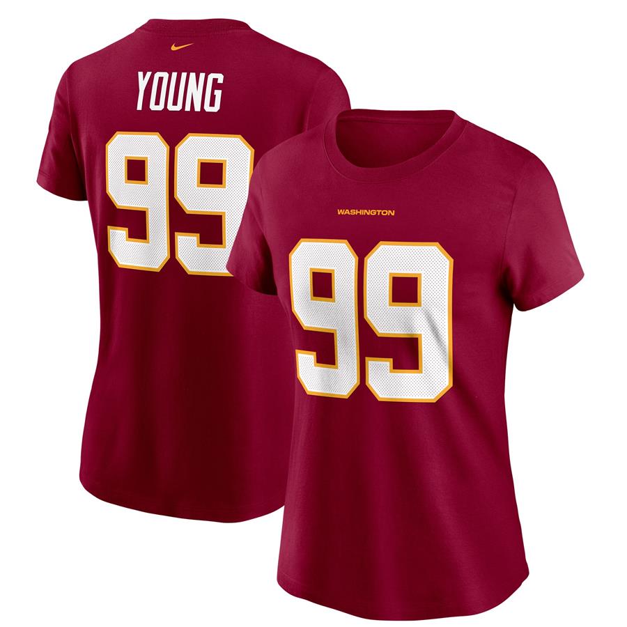 Chase Young Washington Football Team Nike Women's Name & Number T-Shirt - Burgundy