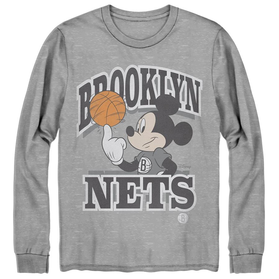 Brooklyn Nets Junk Food Disney Mickey Team Spirit Long Sleeve T-Shirt - Gray
