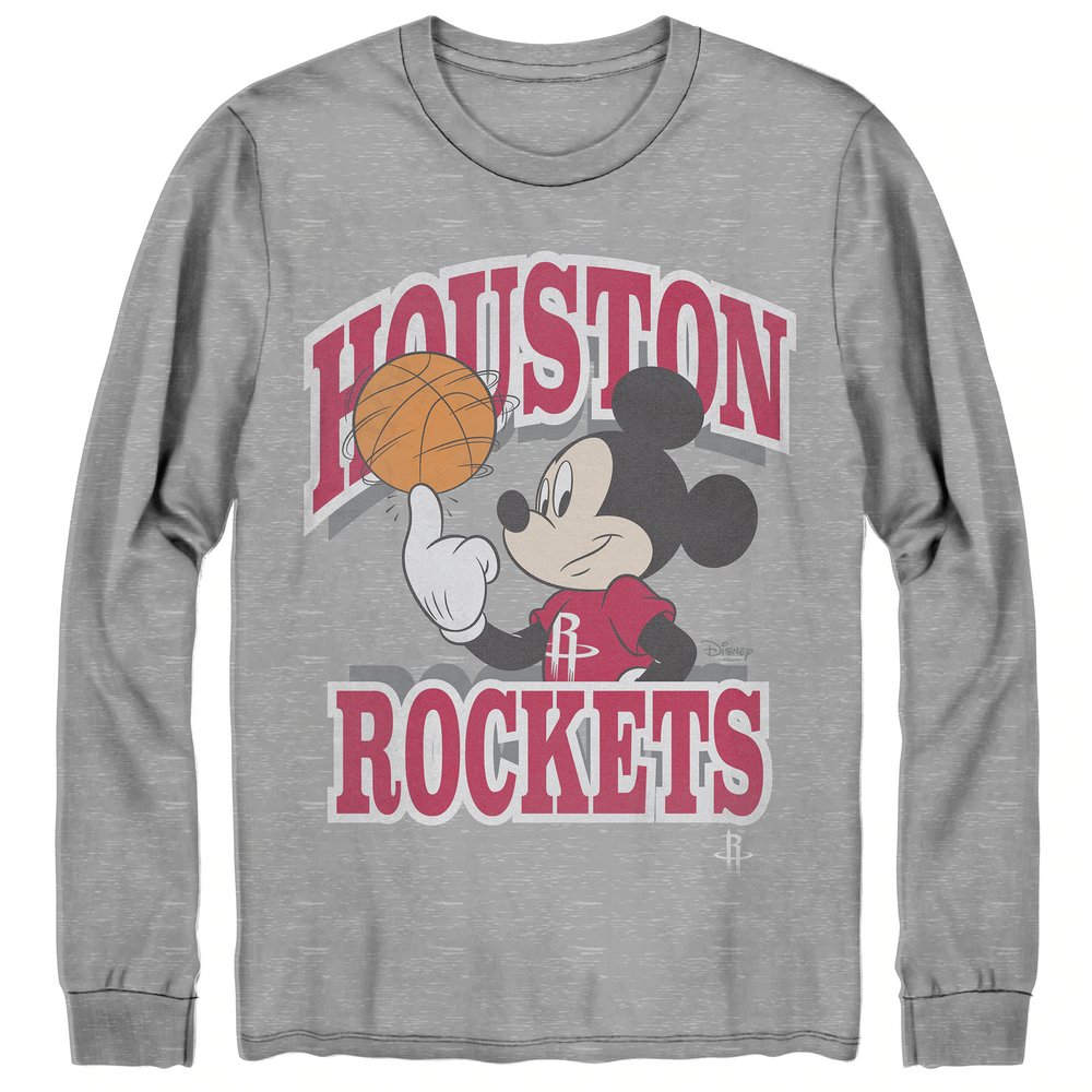Houston Rockets Junk Food Disney Mickey Team Spirit Long Sleeve T-Shirt - Gray