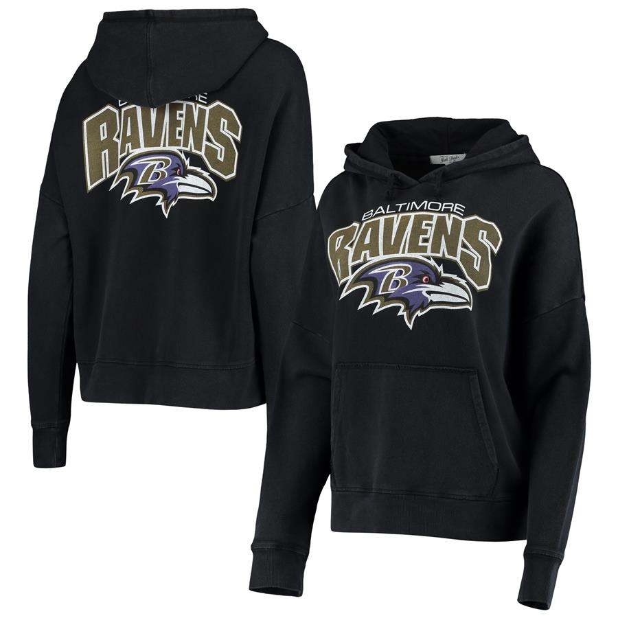 Baltimore Ravens Junk Food Women's Fullback Fleece Pullover Hoodie - Black