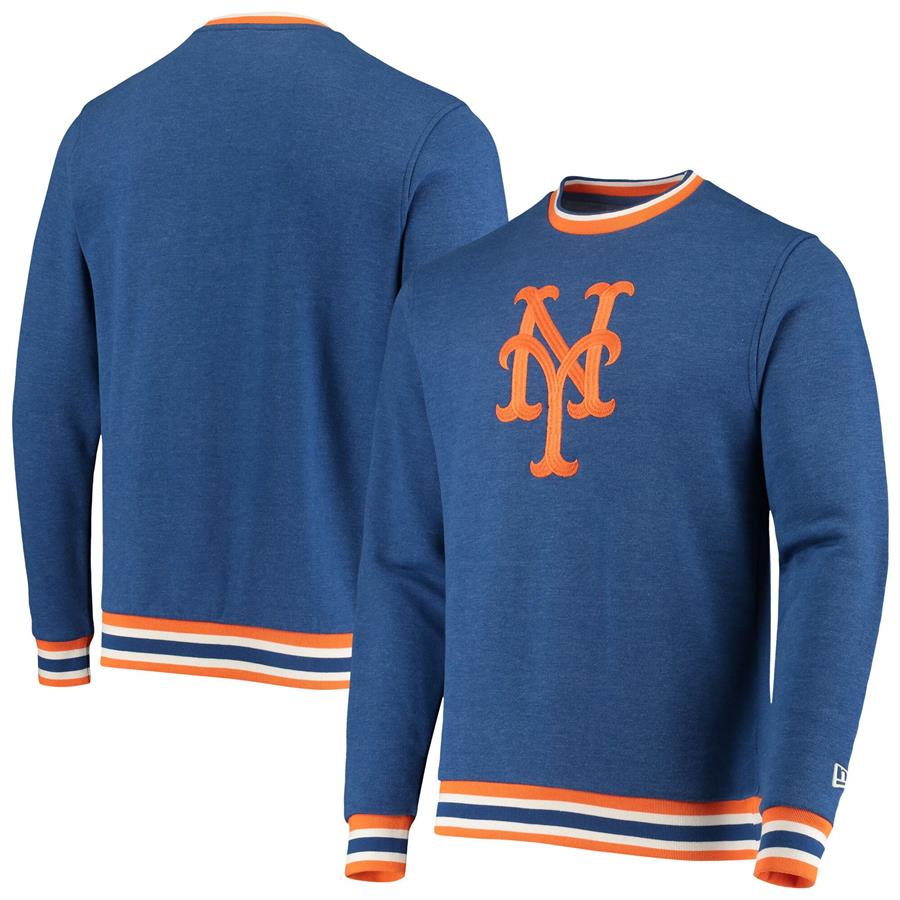 New York Mets New Era Ringer Pullover Sweatshirt - Heathered Royal