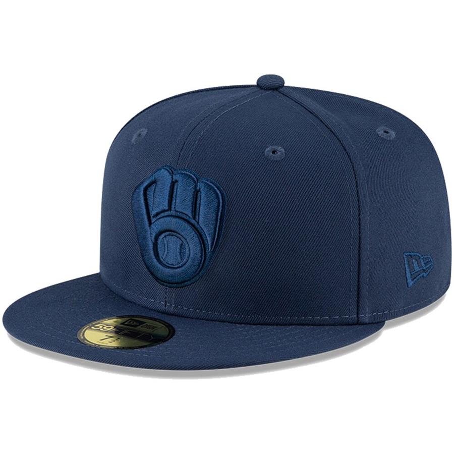 Milwaukee Brewers New Era Oceanside Tonal 59FIFTY Fitted Hat - Navy