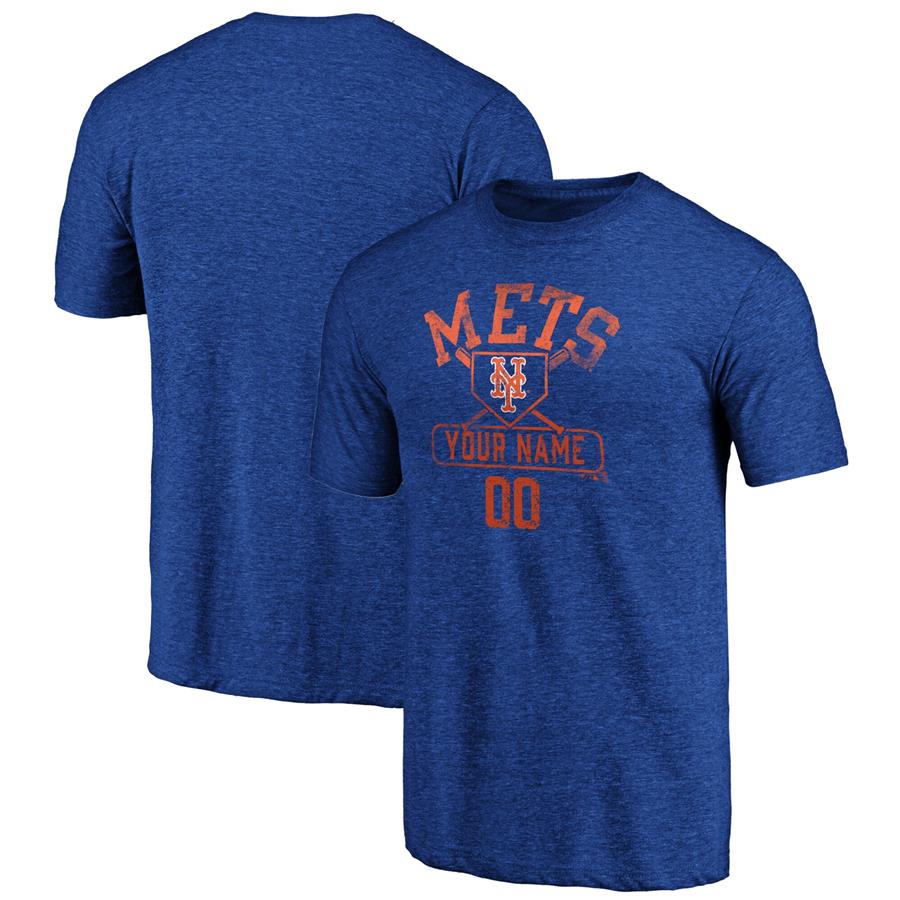 New York Mets Fanatics Branded Personalized Baserunner Tri-Blend T-Shirt - Royal
