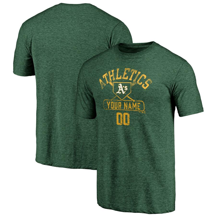 Oakland Athletics Fanatics Branded Personalized Baserunner Tri-Blend T-Shirt - Green