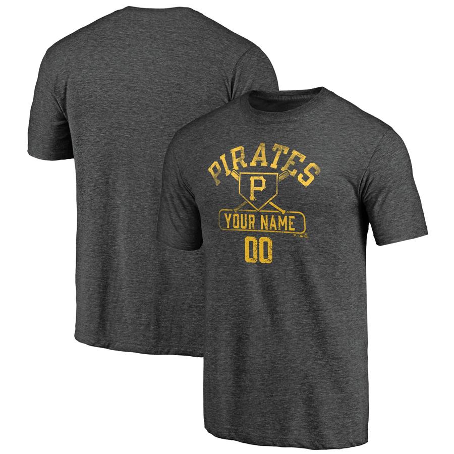 Pittsburgh Pirates Fanatics Branded Personalized Baserunner Tri-Blend T-Shirt - Charcoal