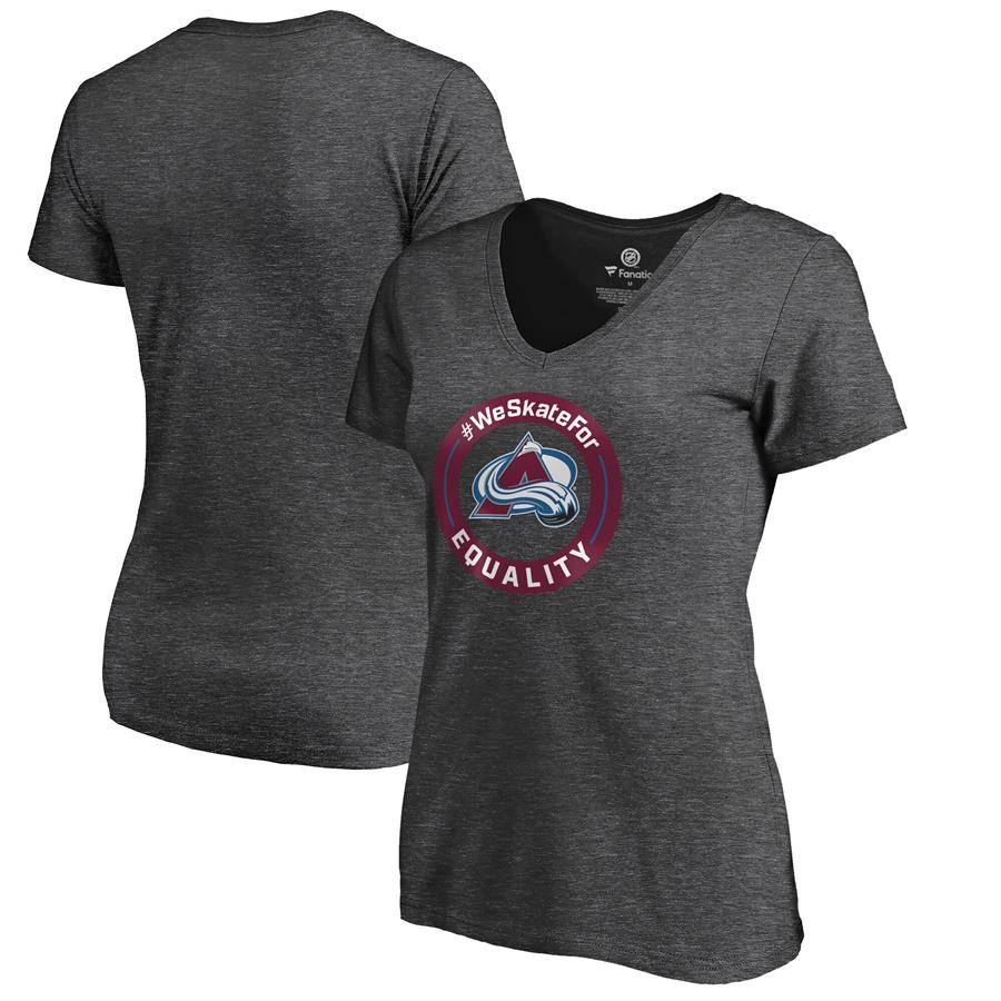 Colorado Avalanche Fanatics Branded Women's #WeSkateFor V-Neck T-Shirt - Heather Gray