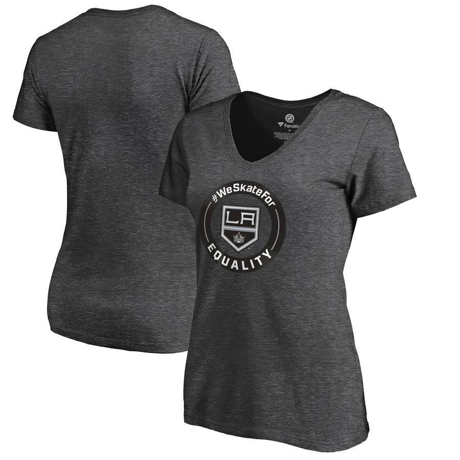 Los Angeles Kings Fanatics Branded Women's #WeSkateFor V-Neck T-Shirt - Heather Gray