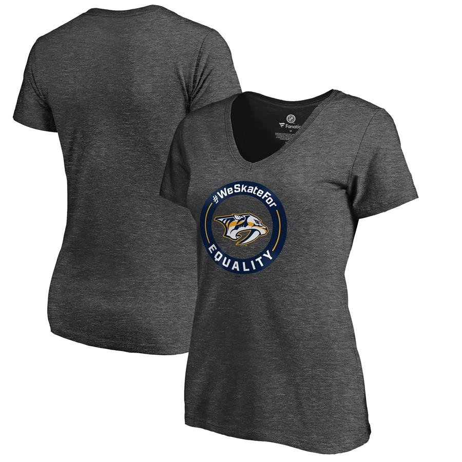 Nashville Predators Fanatics Branded Women's #WeSkateFor V-Neck T-Shirt - Heather Gray