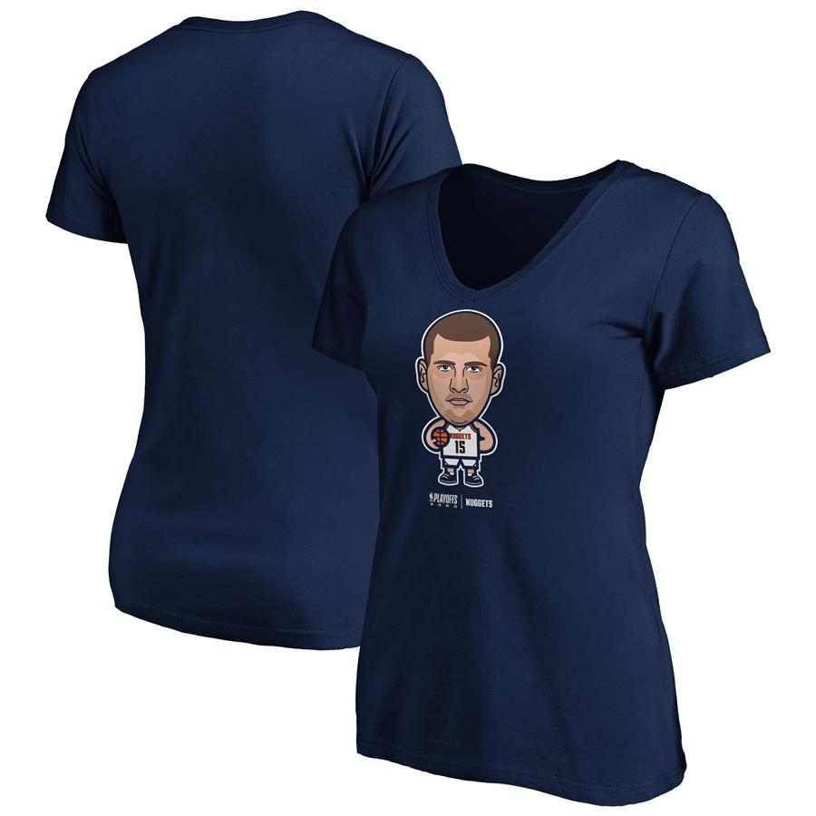 Nikola Jokic Denver Nuggets Fanatics Branded Women's 2020 NBA Playoffs Bound Star Player V-Neck T-Shirt - Navy