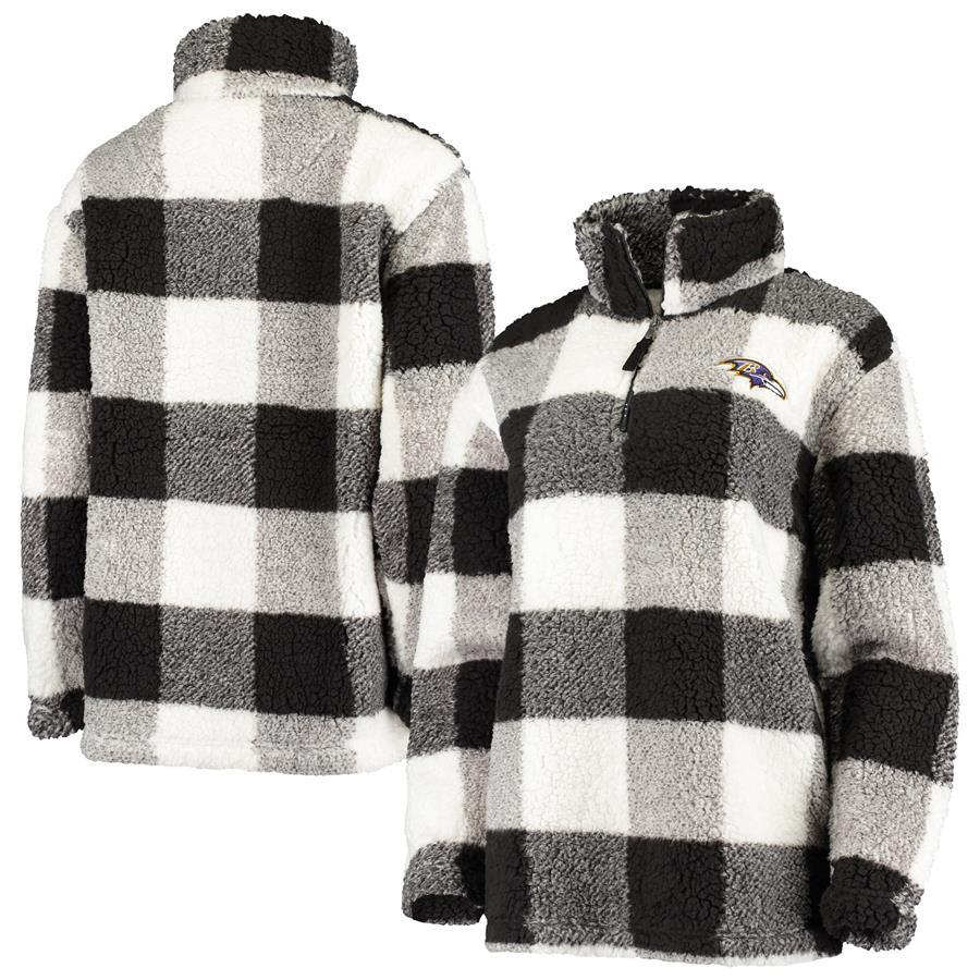 Baltimore Ravens G-III 4Her by Carl Banks Women's Sherpa Plaid Quarter-Zip Jacket - Black