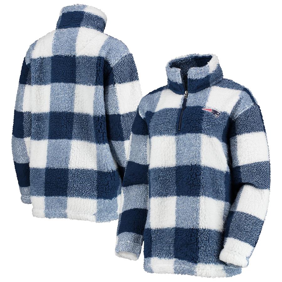 New England Patriots G-III 4Her by Carl Banks Women's Sherpa Plaid Quarter-Zip Jacket - Navy