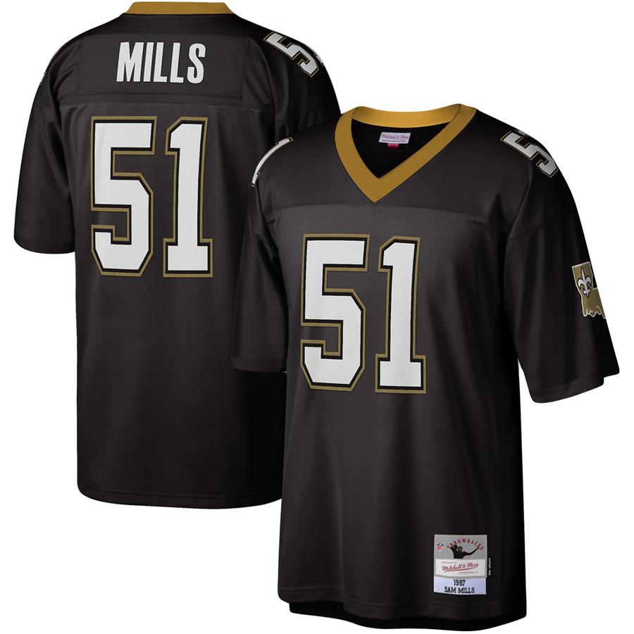 Джерси Sam Mills New Orleans Saints Mitchell & Ness 1987 Legacy Replica (чёрный)