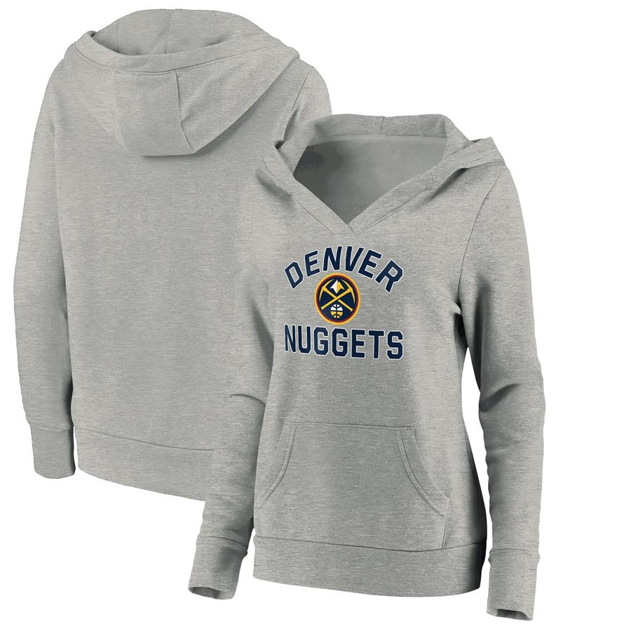 Denver Nuggets Fanatics Branded Women's Overtime V-Neck Pullover Hoodie - Heathered Gray