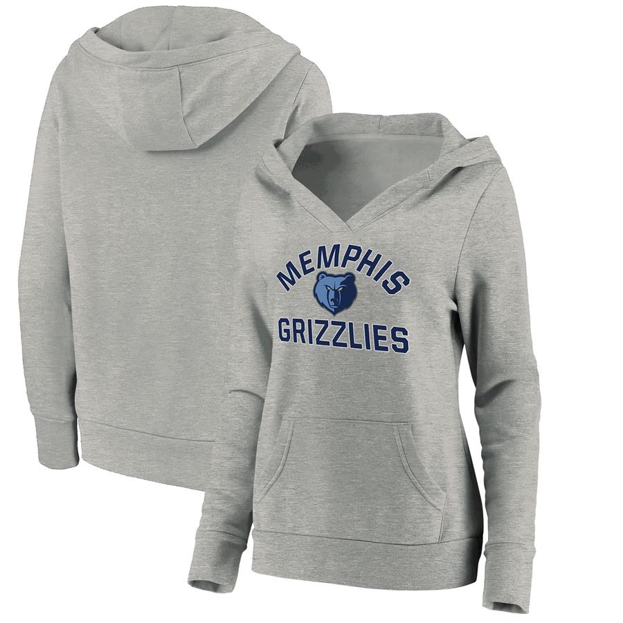 Memphis Grizzlies Fanatics Branded Women's Overtime V-Neck Pullover Hoodie - Heathered Gray