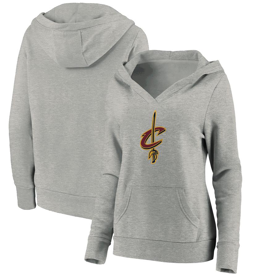 Cleveland Cavaliers Fanatics Branded Women's Primary Logo V-Neck Pullover Hoodie - Heathered Gray